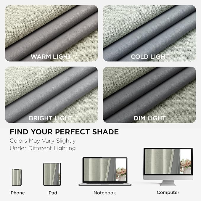 Joydeco Light Beige Curtains 96 Inch Long Blackout Curtains 2 Panels Set - Image 8