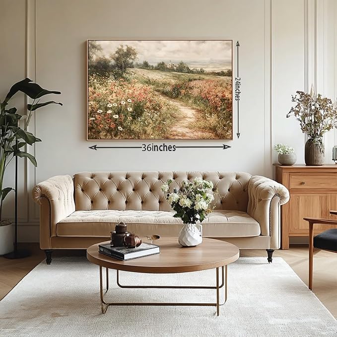 OIQArtOIQ Framed Canvas Wall Art, Vintage Decor, Landscape Nature Country - Image 2