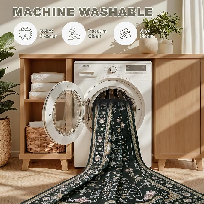 6x9 Area Rugs Living Room: Washable Vintage Rug - Image 8