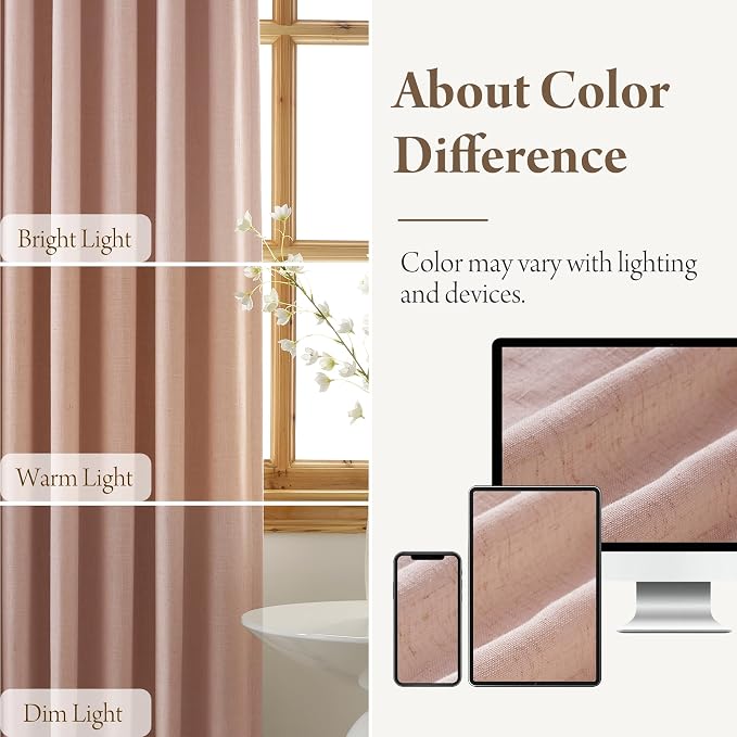 RYB HOME 100% Blackout Pinch Pleated Linen Curtains - Image 7