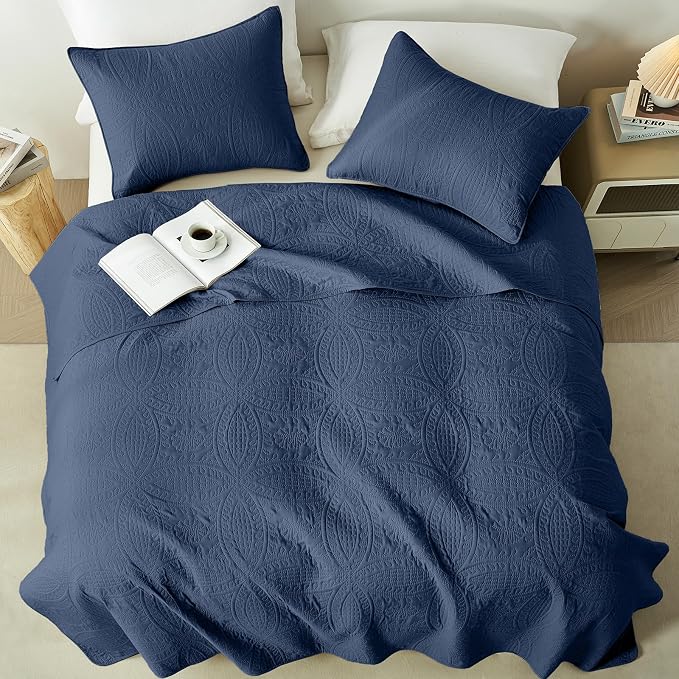 akkialla Navy Twin Quilt Set, Ultrasonic Lightweight Bedspread Coverlet - Image 3