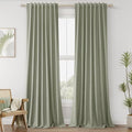 Sage Green 100% Blackout Linen Curtains 95 Inch Length 2 Panels Set by Guken