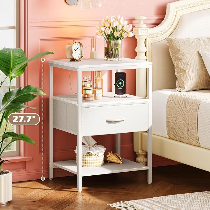 SUPERJARE Nightstand with Charging Station, USB-C Port, Bedside Table | 27.7 - Image 2