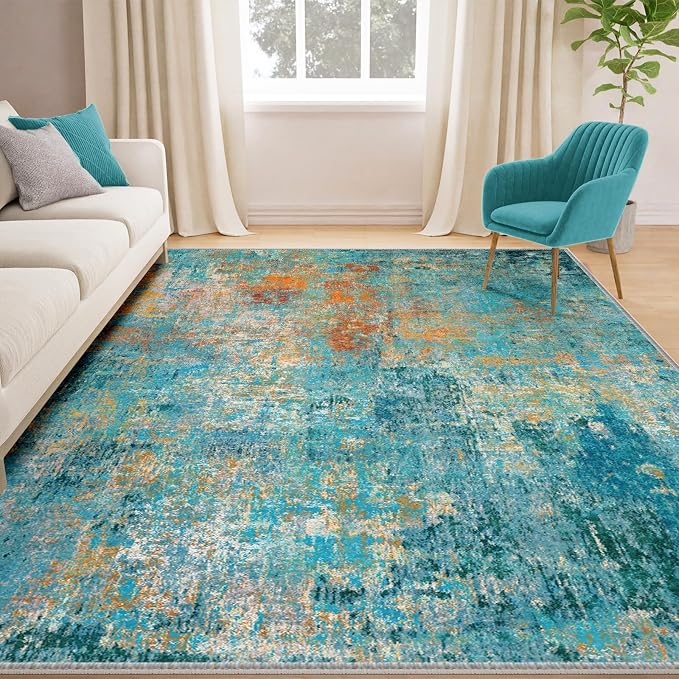 RELEANY Washable 5'x8' Abstract Area Rug - Image 9
