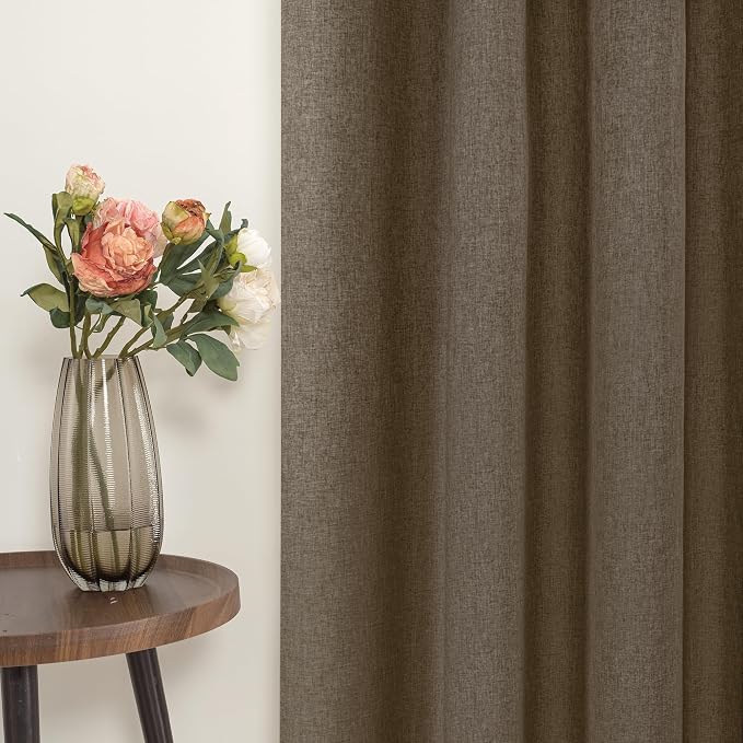 YoungsTex Brown Linen Blackout Curtains 84 Inch Length - Image 8