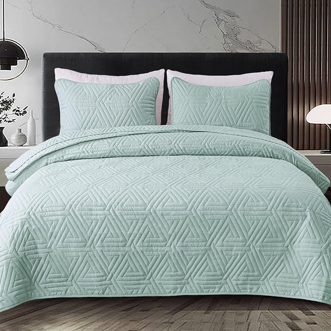 Whale Flotilla Soft Geometric Cal King Quilt Set - Image 9