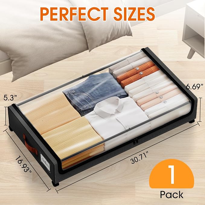 Under Bed Storage with Wheels 1Pack Storage Containers with Clear Window | - Image 2