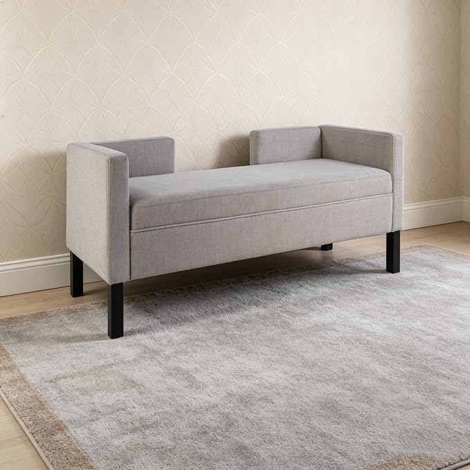50" Ottoman with 2 Bolster Pillows & Wood Legs, Upholstered End of Bed Daybed - Image 9