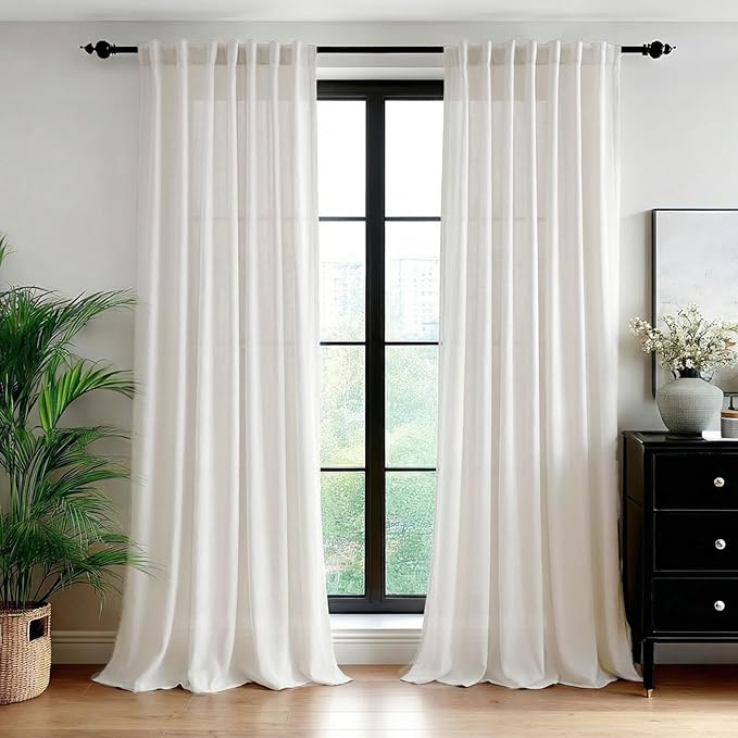 Deconovo Sheer Curtains, Light Filtering Linen Blend Drapes by Unknown