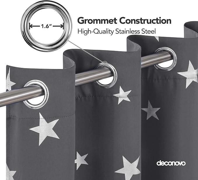 Deconovo Light Grey Blackout Curtains 2 Panel Set - Image 3