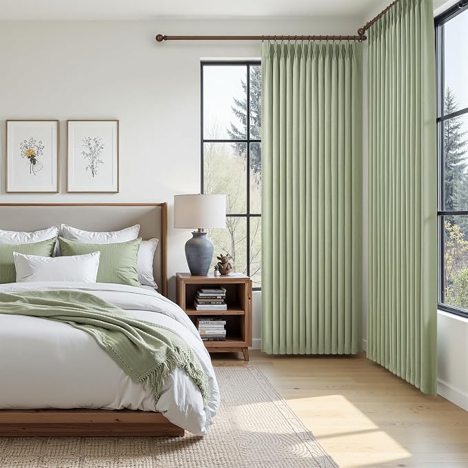 120 Inch Extra Long Sage Green Blackout High Ceiling Curtains - Image 7