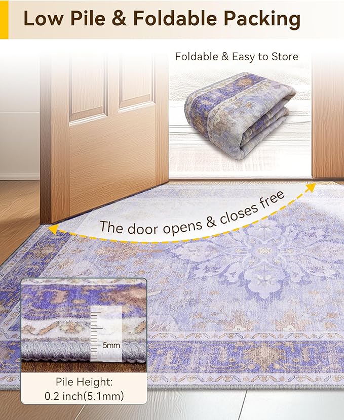 RELEANY Washable Area Rug, Small 2'6"x4', Water Repellent, Pet Friendly - Image 5