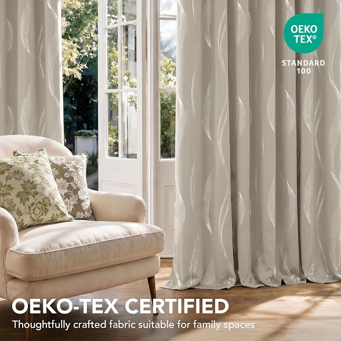 Deconovo Curtains for Living Room, Pattern Blackout Curtains 96 Inches Long | - Image 5