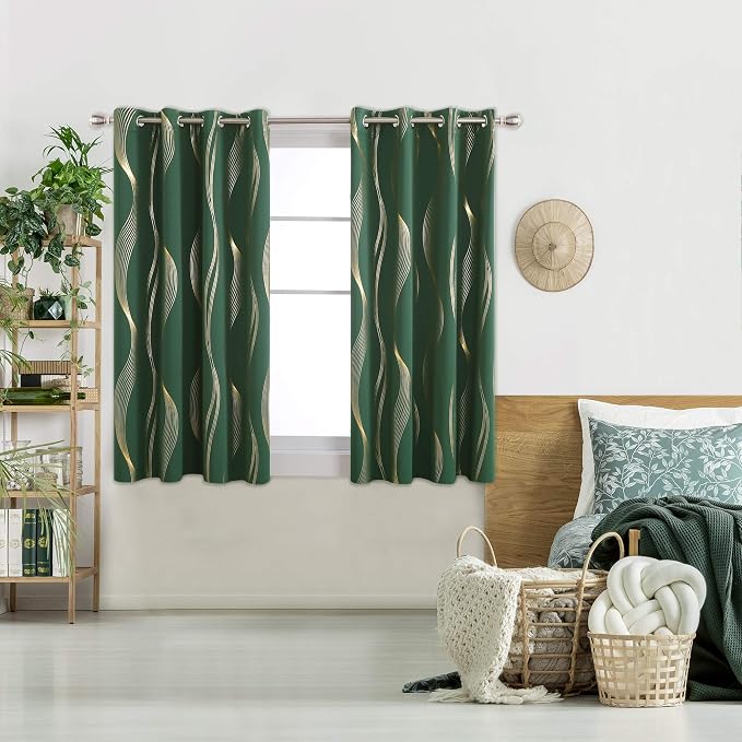 Deconovo Curtains for Living Room, Pattern Blackout Curtains 45 Inches Long | - Image 2