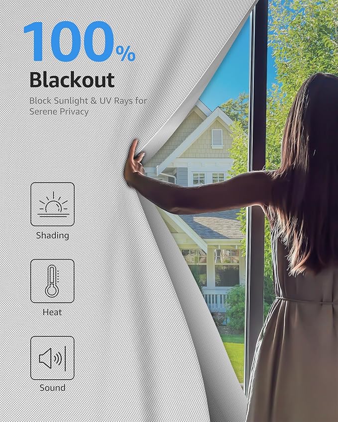Blackout Curtains Portable 42”x60” No Drill Black Out Window Cover | 100% - Image 2