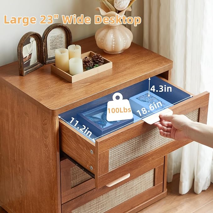 LEYAOYAO Rattan 23" Nightstands Set of 2 - Image 4