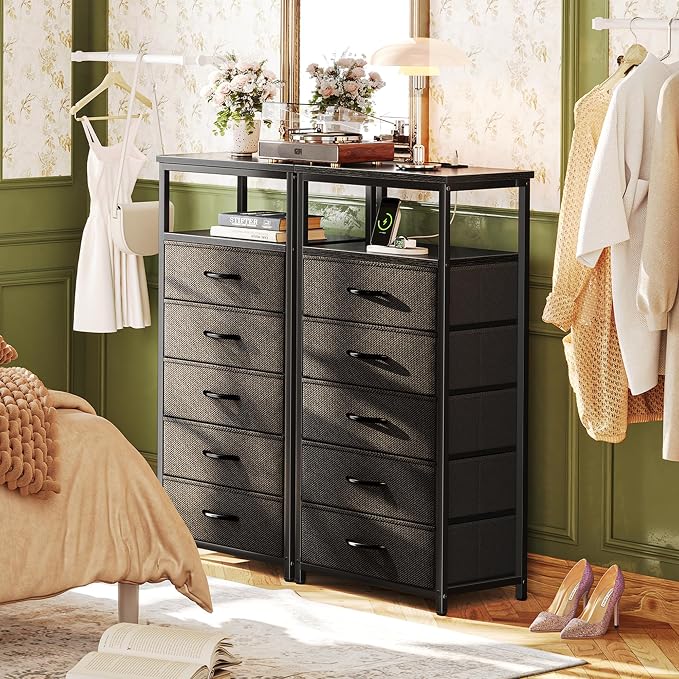 Huuger 5 Drawers Dresser with Charging Station, Dresser - Image 7