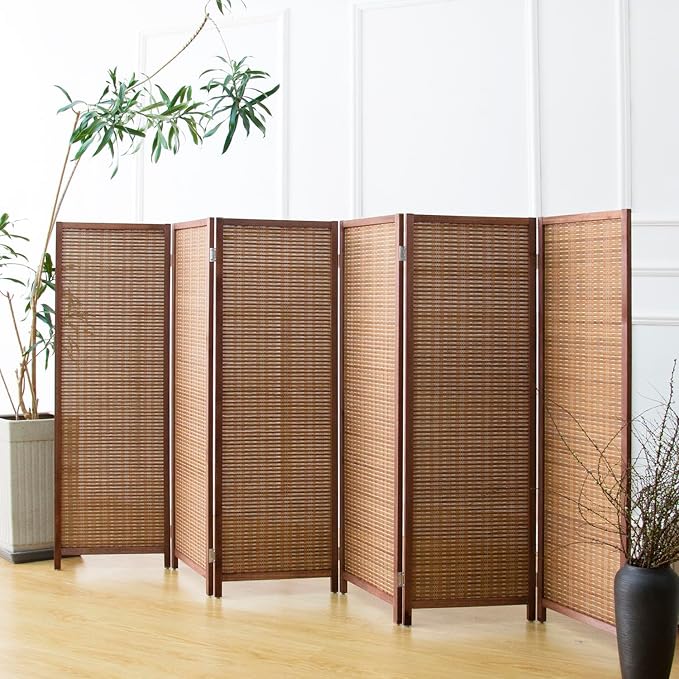 6 Panel Short Room Divider Screen, Small Bamboo Panel Divider by Furnnylane