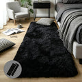 Black Fluffy Shag Rug 2x6, living room, kids room, boys and girls by KICHOWUA