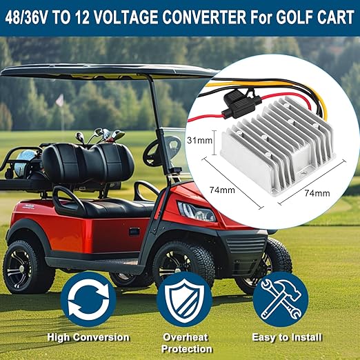 DC Voltage Reducer Converter DC 8V-40V to 13.8V 10A 138W Automatic Step Down Up Voltage Regulator Power Converter Waterproof Module Transformer for Golf Cart Club Car and Vehicle-Mounted Equipment