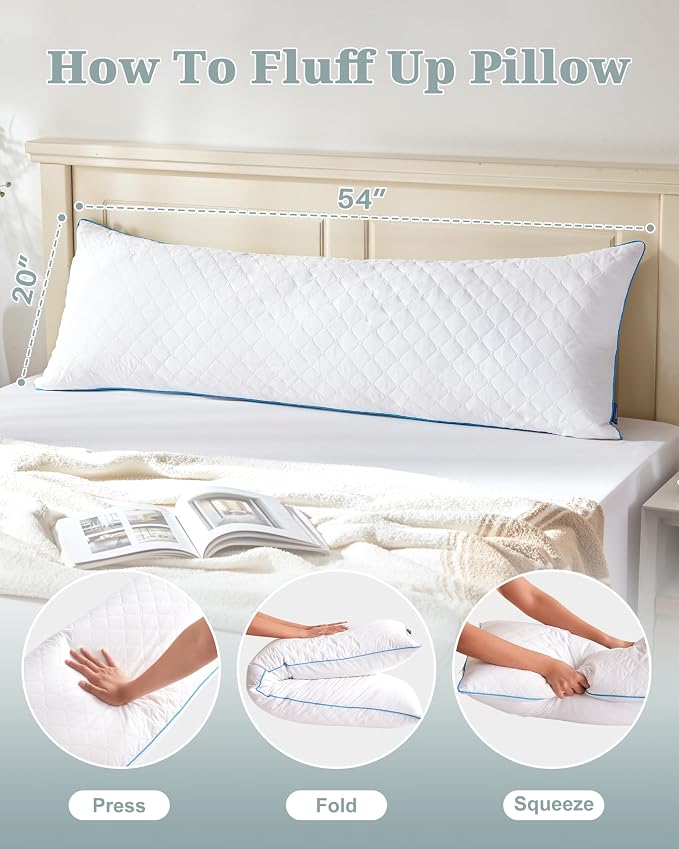 YZ HOME Long Body Pillow for Adults, Firm Body Pillow Shredded Memory Foam | - Image 7