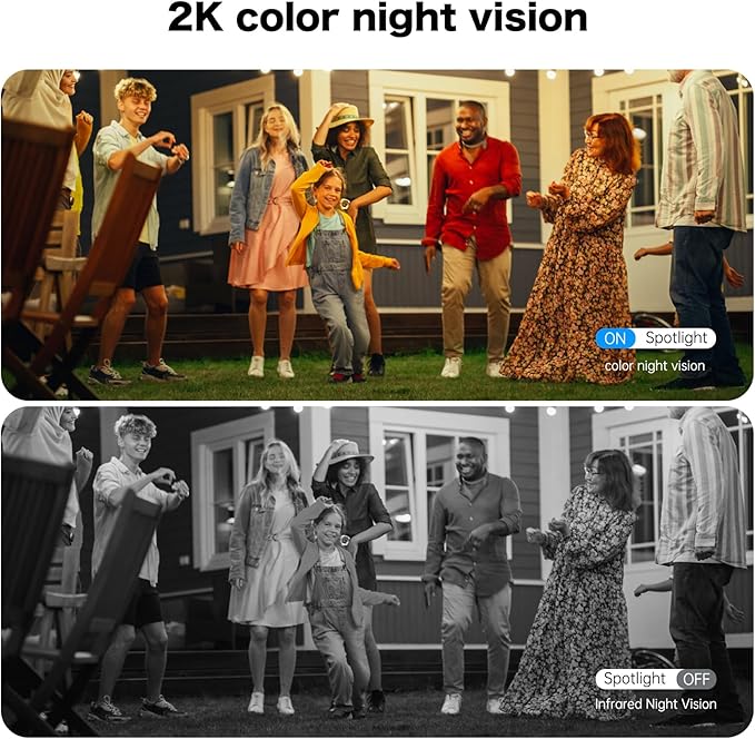 Seeborder Solar Security Cameras Wireless Outdoor, 2K 4MP Security Cameras Battery Powered PTZ WiFi Camera, Color Night Vision, 2-Way Talk, PIR Motion Detection for Home Security (Black 4 Pack)