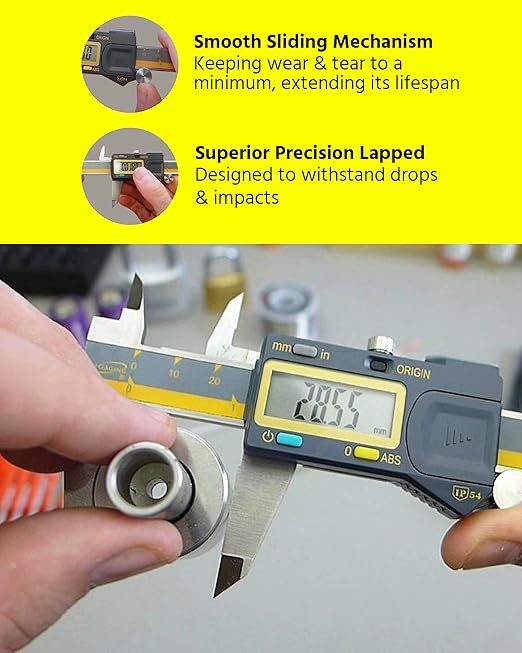 iGAGING Absolute Origin 0-12" Digital Caliper, IP54 Stainless Steel, SPC/USB Output Port, Inch & Metric Modes, Case, Manual, Battery