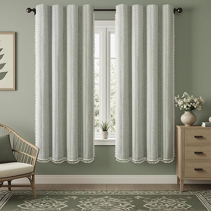 Sage Green Boho Blackout Curtains 72 Inch 2 Panels by Unknown