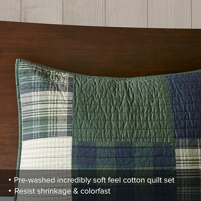 Woolrich Quilt Set Patchwork Channel Quilting, Cottege Coverlet - Image 7