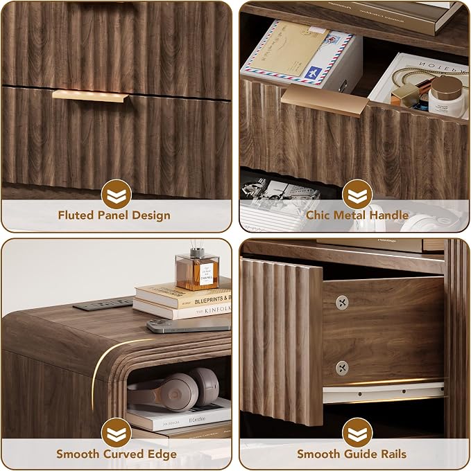 Decofy Fluted 2-Drawer Nightstand - Image 6