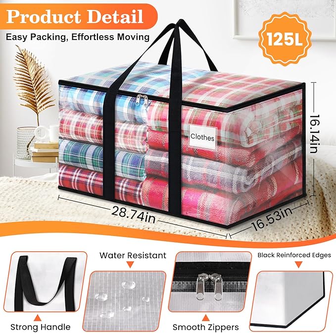 Moving Bags, Extra Large Heavy Duty Storage Bags, 8 Packs | Packing Bags - Image 3
