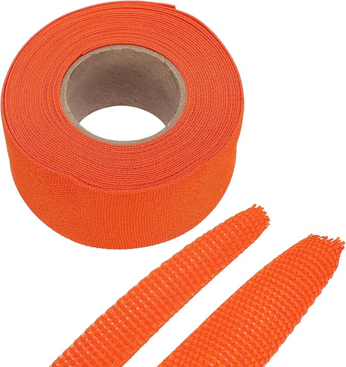 MECCANIXITY Braided Cable Sleeves Heat Shrinkable Fabric Sleeving, 1 3/8" 26ft Orange 2:1 Ratio Heat Shrinkable Cord Protector for Harness Cable, Network Cable Protection, Cable Management