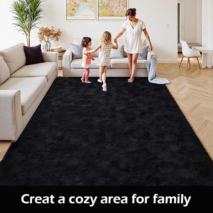 HOMORE Black Rug 8x10 Rugs for Living Room, Large Fluffy Carpet for Bedroom - Image 7