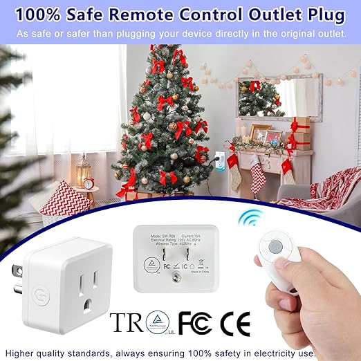 Greencycle Remote Control Outlet,2 Wireless Light Switches and 1 Outlet Plug,Remote Outlets Switch,No Wiring Needed,500ft Range Coverage,15A/1500W for Lamps,Fans,TV,FCC Certified, White