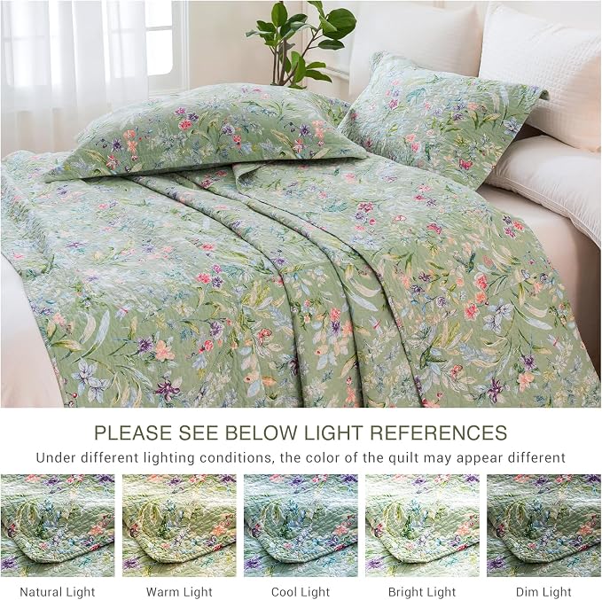 QSH 100% Cotton Oversized King Quilt Bedspread Bedding Set - Image 7