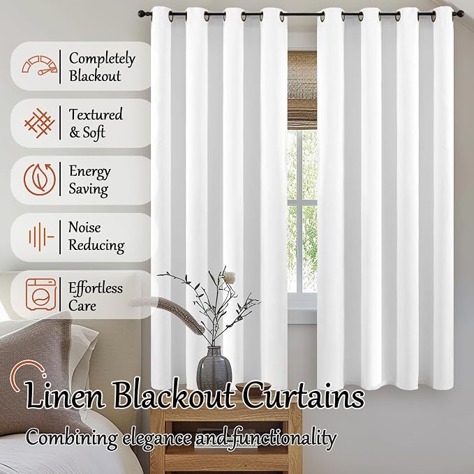 Linen Blackout Curtains 63 Inches - Image 2