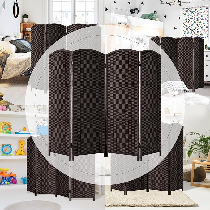 HALLYBEE Short Room Divider Folding Privacy Screens, 4 Panel Dark Mocha | - Image 7