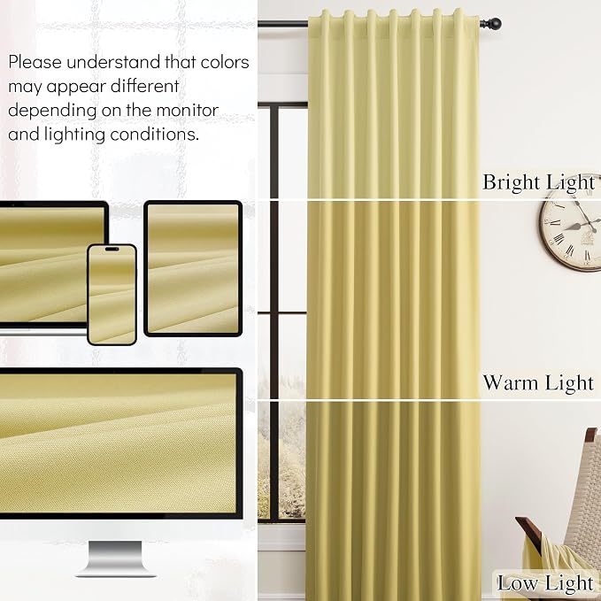 Yellow Linen 100% Blackout Curtains 84 Inch Long - Image 7