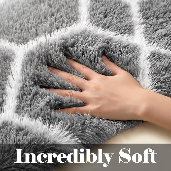 Large Area Rugs for Living Room, 7x10 Grey and White Rug, Moroccan Thick Floor - Image 3