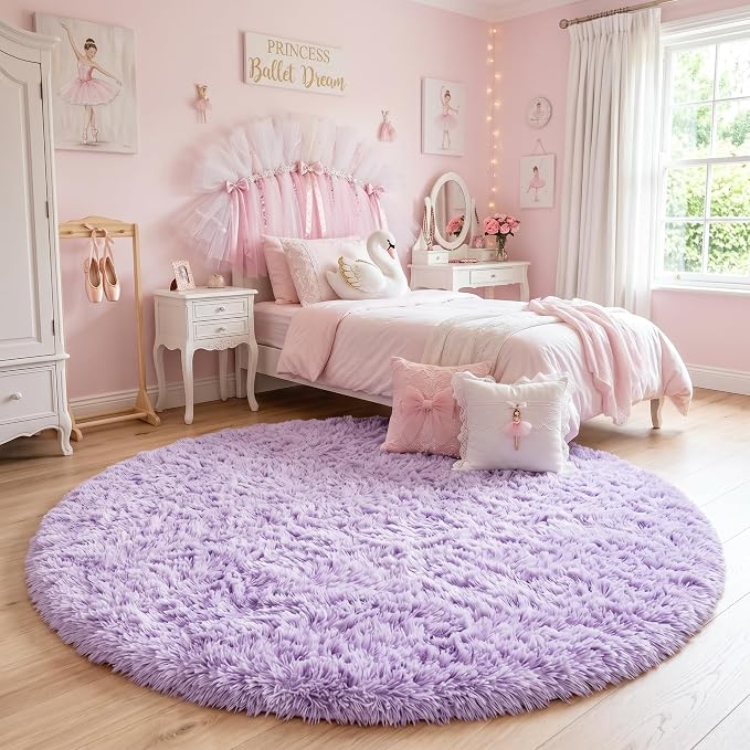 Amdrebio Light Purple Lavender Large Circle Rug 6Ft - Image 2