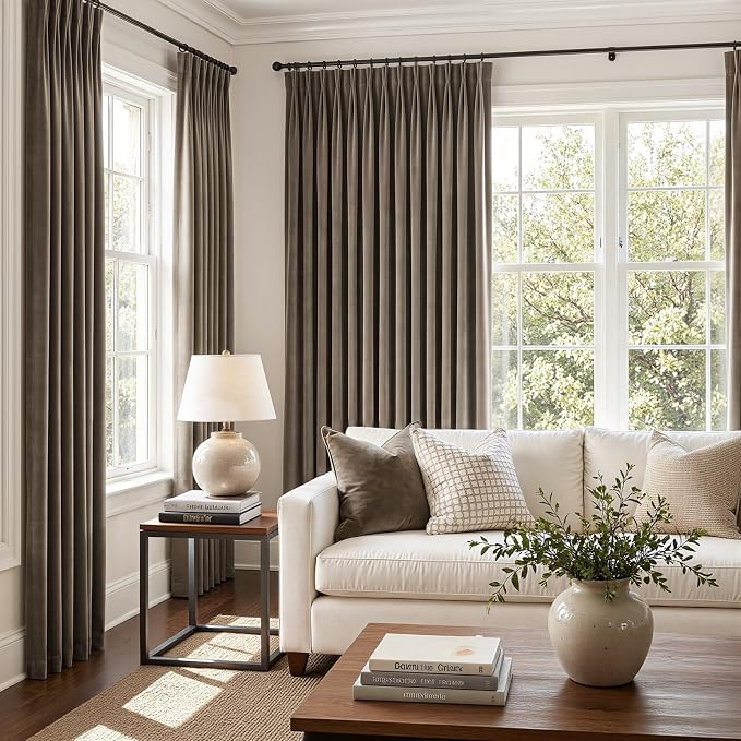 Velvet Blackout Curtains 96 Inch Long, Room Darkening Soundproof Floor to - Image 2