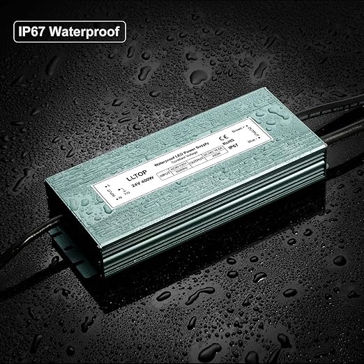 LLTOP LED Driver 400 Watts 110V/120V AC to 24V DC 16.6A Power Supply Waterproof Low Voltage Transformer Converter for Indoor Outdoor LED Lights