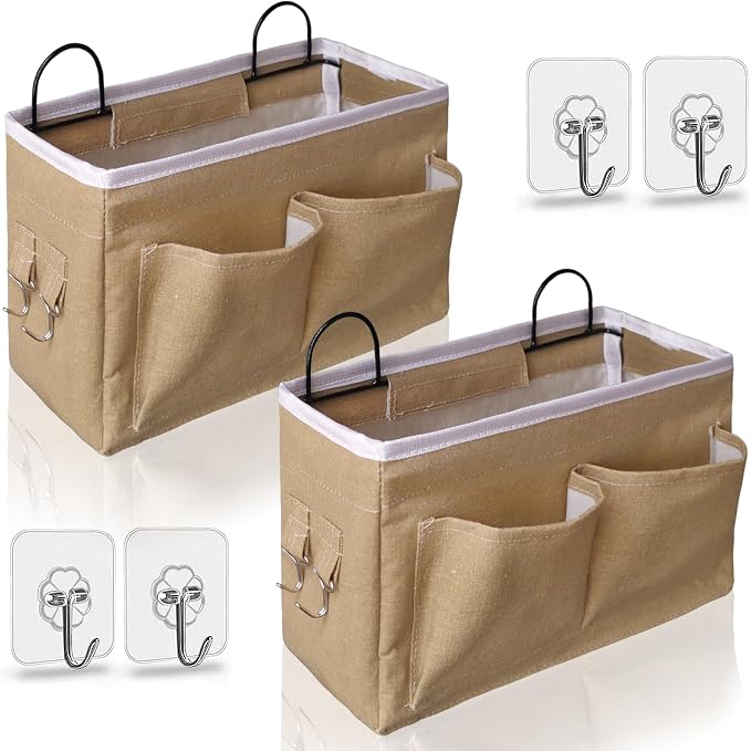 Kanrichu 2pcs Middle Wall Hanging Organizer Bag, Linen Fabric Door Hanging by KANRICHU