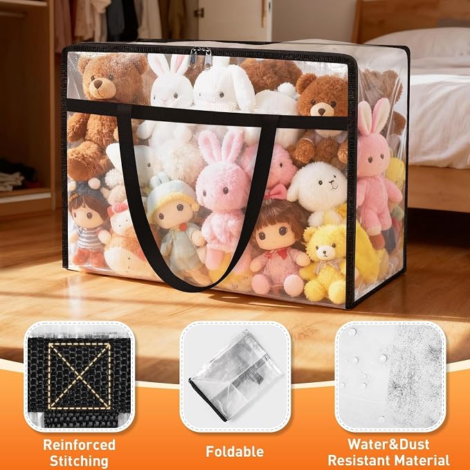 4 Packs 60L Clear Under Bed Storage Containers, Large Clothes Storage Bags | - Image 3