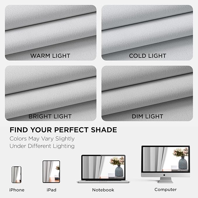 Joydeco White Curtains 45 Inches Long 2 Panels Set, Thermal Insulated Long - Image 6