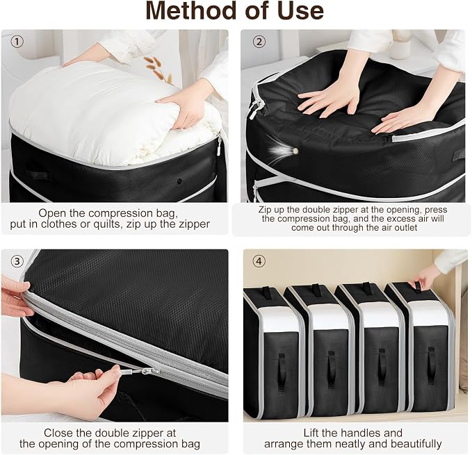 2 Pack Compression Storage Bags - 110L Large Capacity Comforter Storage Bag - Image 4