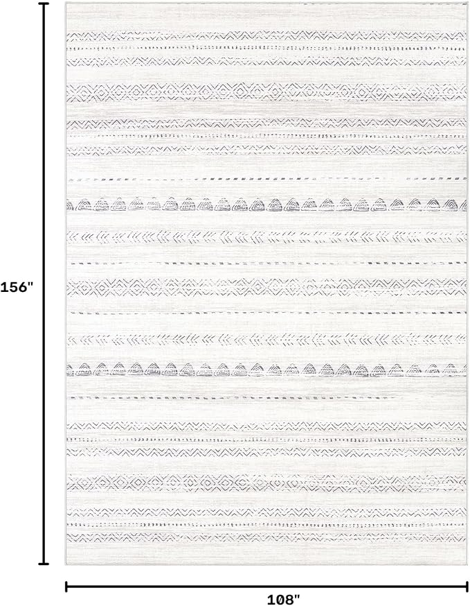 Nakagishi 9x13 Area Rugs Living Room: Washable Boho Large Neutral Soft - Image 2