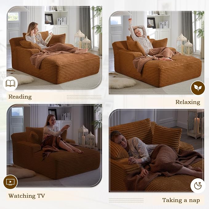 Oversized Chaise Lounge Chair Indoor, Comfy Fluffy Cloud Couch, Modern Deep - Image 5