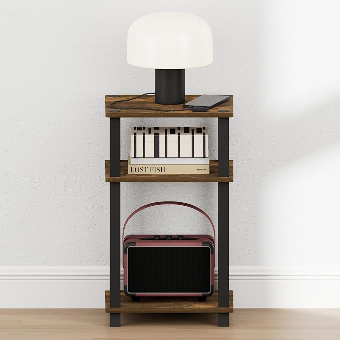 Furinno JUST Night Stnad, 3-Tier Nightstand Open Shelf, Toolless Assembly - Image 4