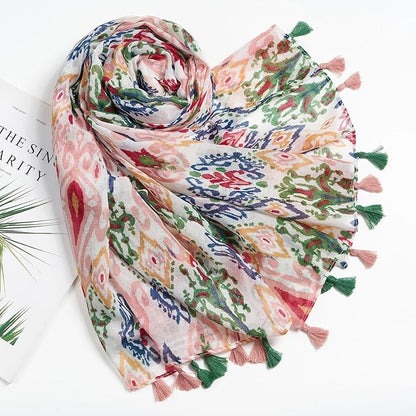 Scarf for Women Lightweight Soft Floral Leopard Printed Scarves Fall Winter Fashion Shawl Wrap with Fringe